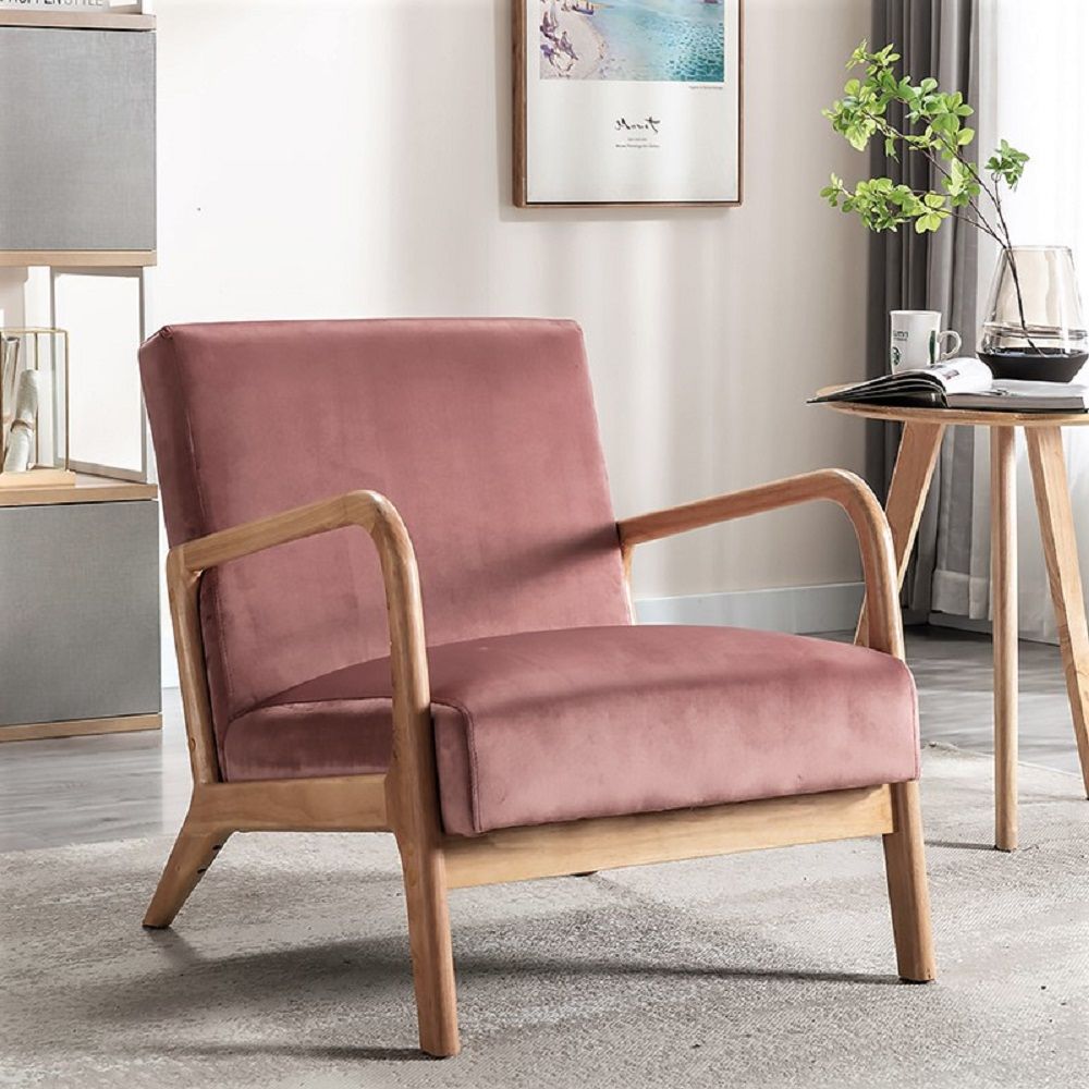 Classic Mid-Century Modern Accent Chairs, Open Framed Armchair With Cushioning US Pride