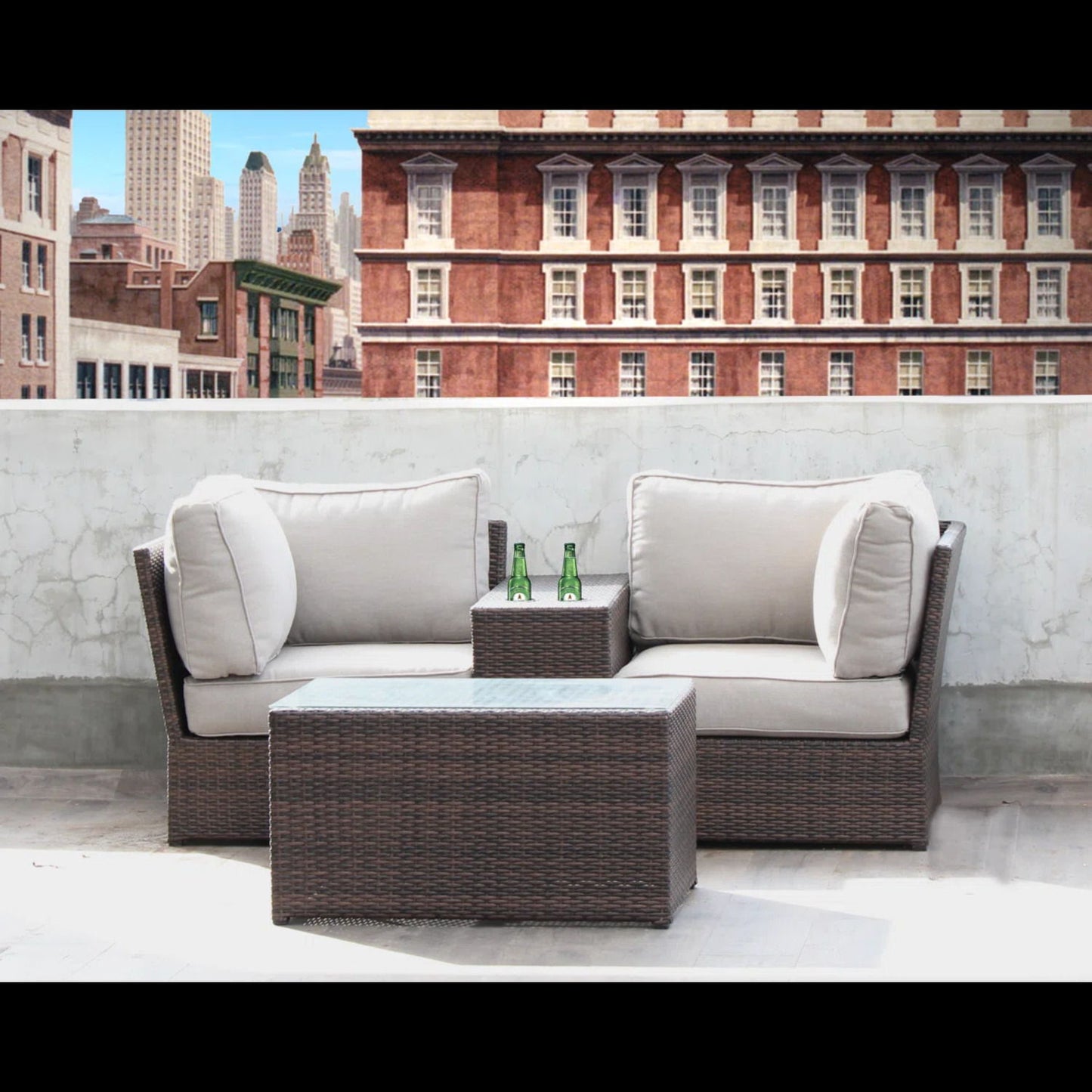 Comfortable Modern Patio Rattan Sectional Set With Cushions LSI Patio Furniture