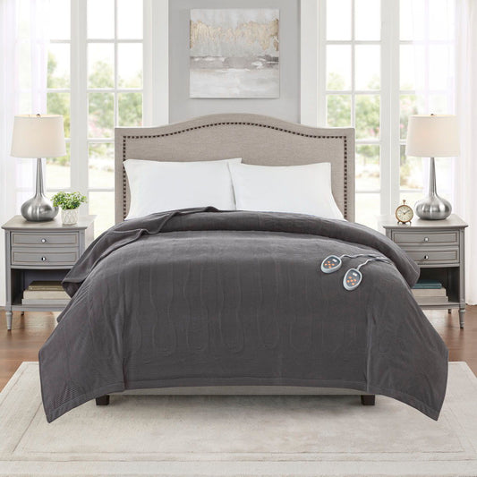 Electric Micro Fleece - King Heated Blanket - Gray Beautyrest