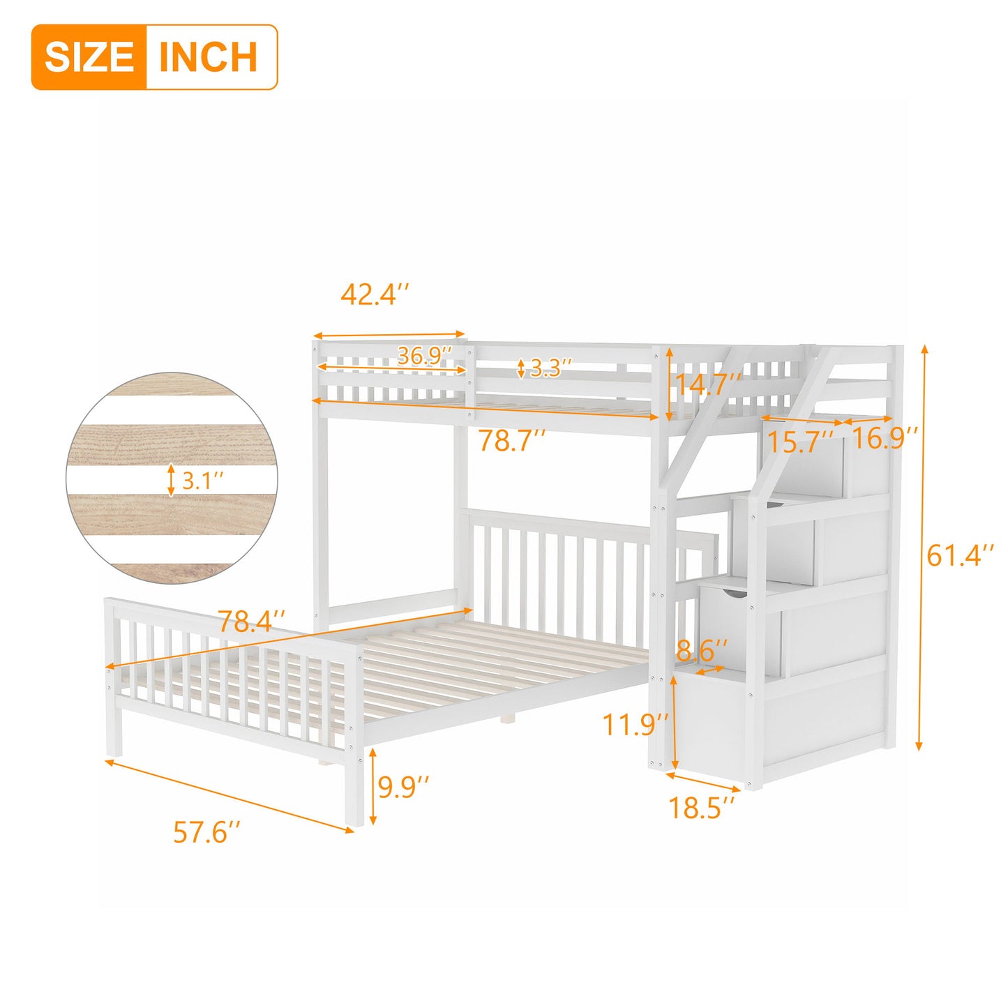 Loft Bed With Staircase And Storage Hearth and Haven