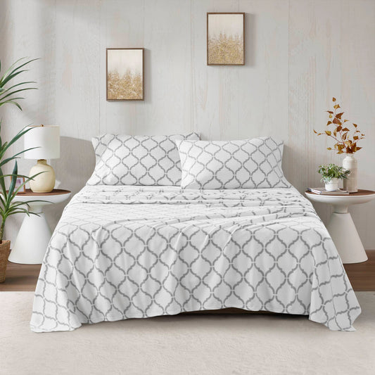 Micro Fleece - Twin Sheet Set - Gray Geo True North by Sleep Philosophy