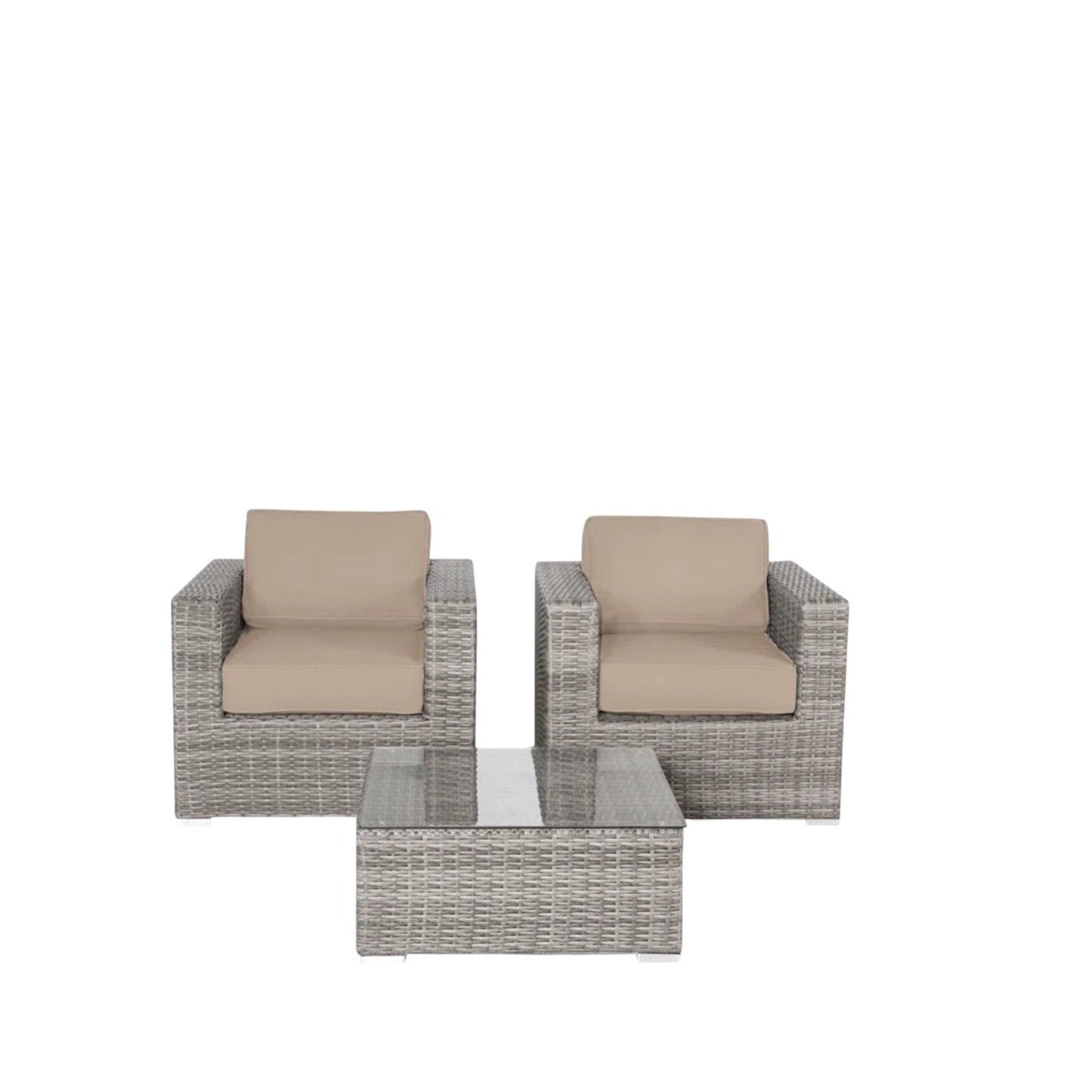 Wicker Seating Group Set With Table And Cushions LSI Patio Furniture