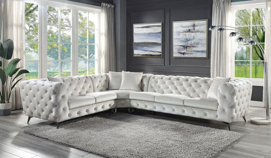 Atronia - Sectional Sofa With 4 Pillows - Beige Acme