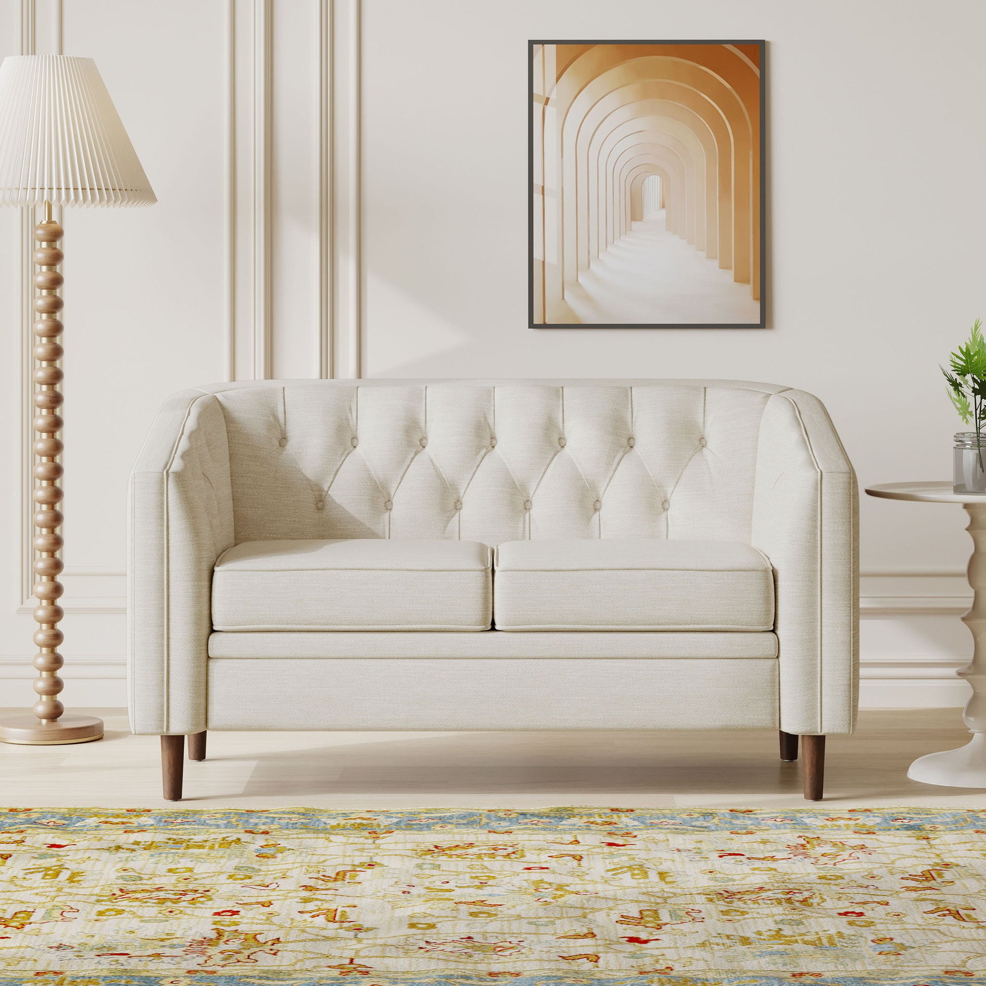 Sophisticated Loveseat With Diamond Stitched Detailing Noble House