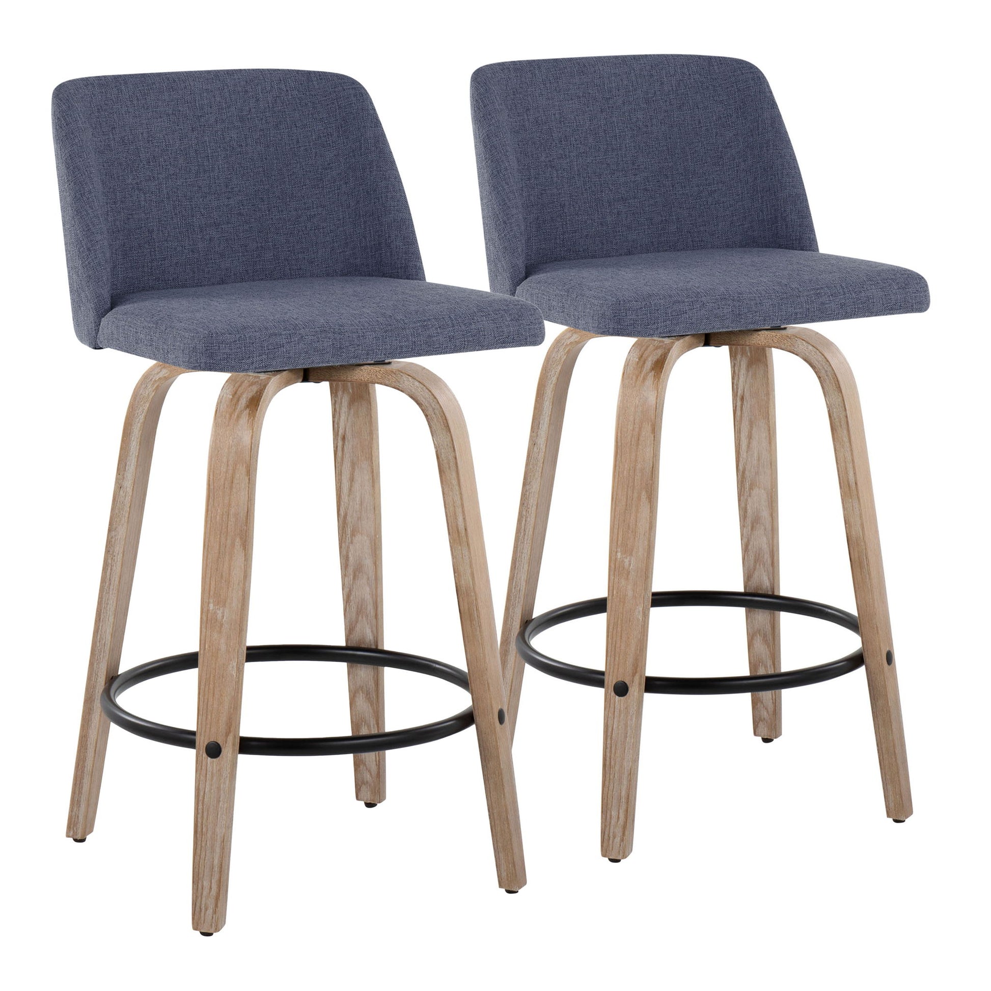 Toriano - Contemporary Fixed-Height Counter Stool & Swivel With Round Footrest (Set of 2) Lumi Source