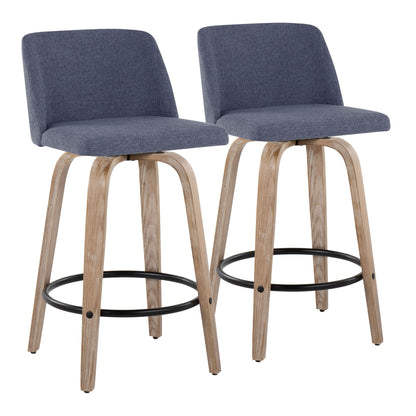 Toriano - Contemporary Fixed-Height Counter Stool & Swivel With Round Footrest (Set of 2) Lumi Source
