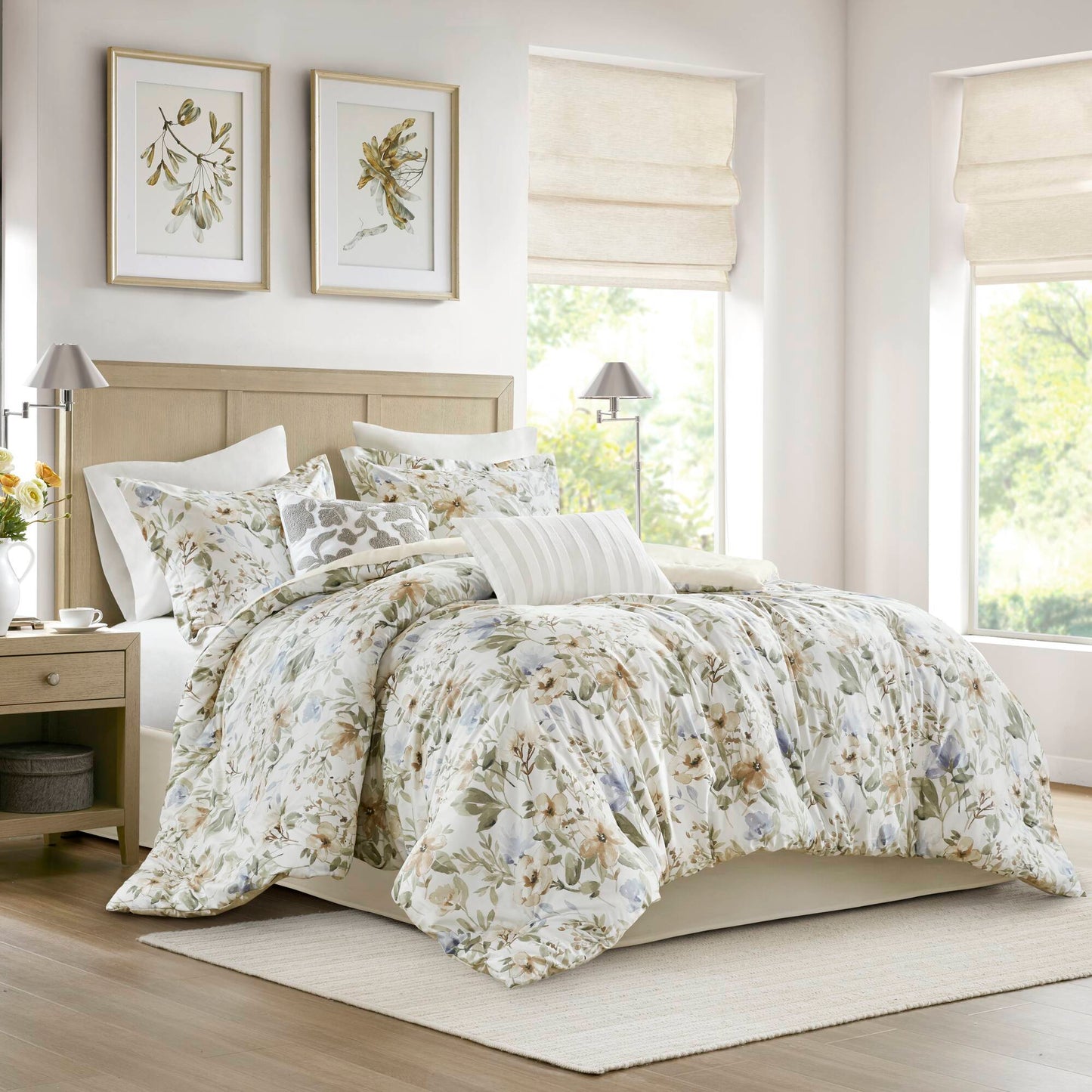 Herbal - Queen 6 Piece Print Oversized Comforter Set - Multi Harbor House Blue