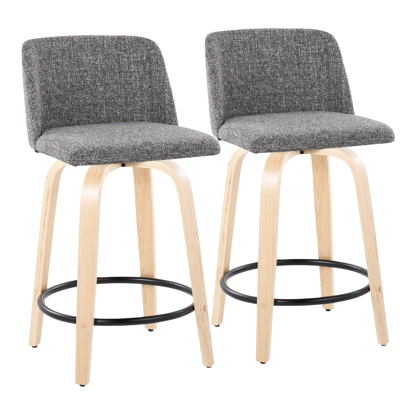 Toriano - Contemporary, Fixed Height Counter Stool With Swivel And Round Footrest (Set of 2) Lumi Source