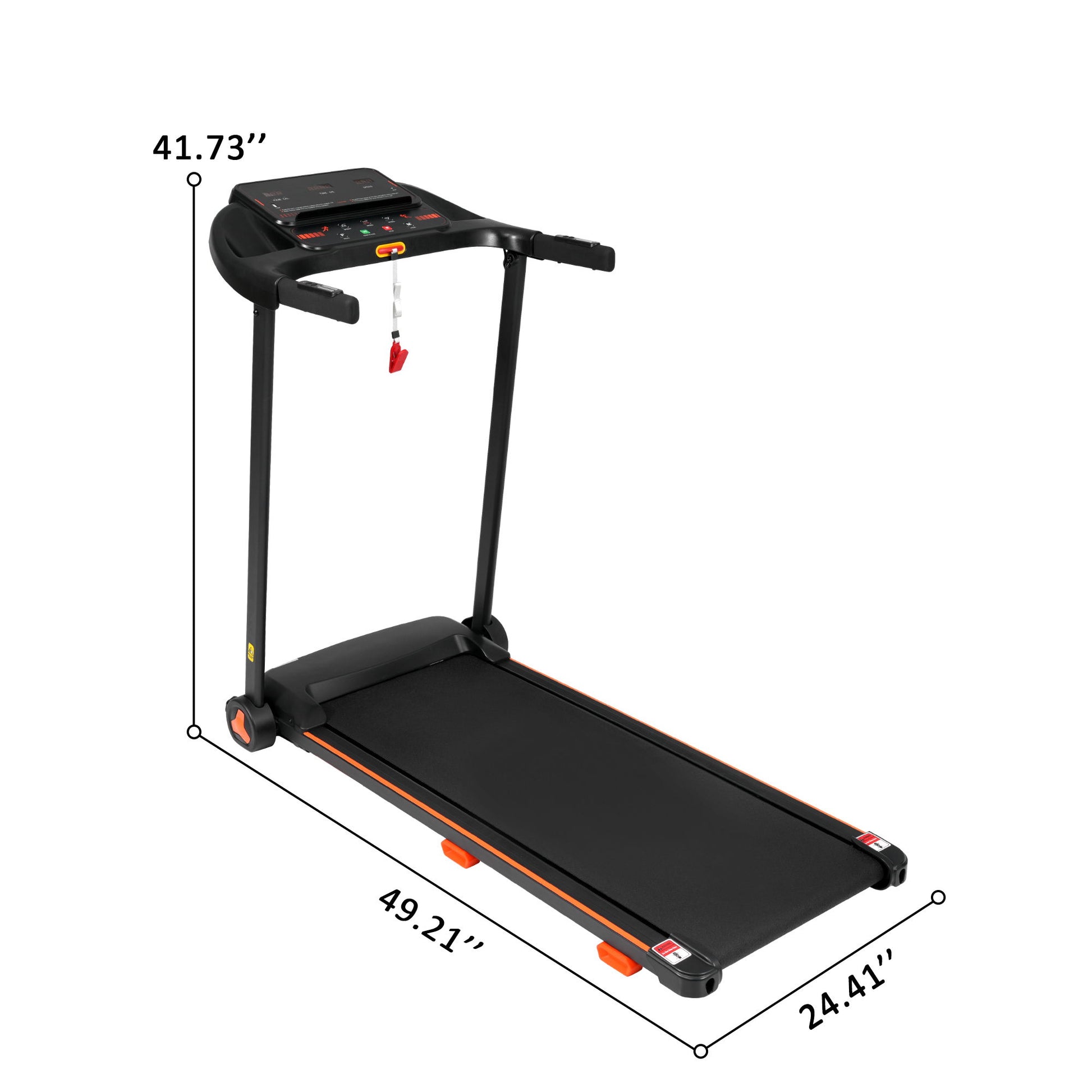 2.5Hp Quiet Folding Treadmill With Heart Rate Sensor, 300Lbs Weight Capacity, With USB Charge Station For Android & Bluetooth Speaker, 6 Shock Absorbing - Black Daily Nest