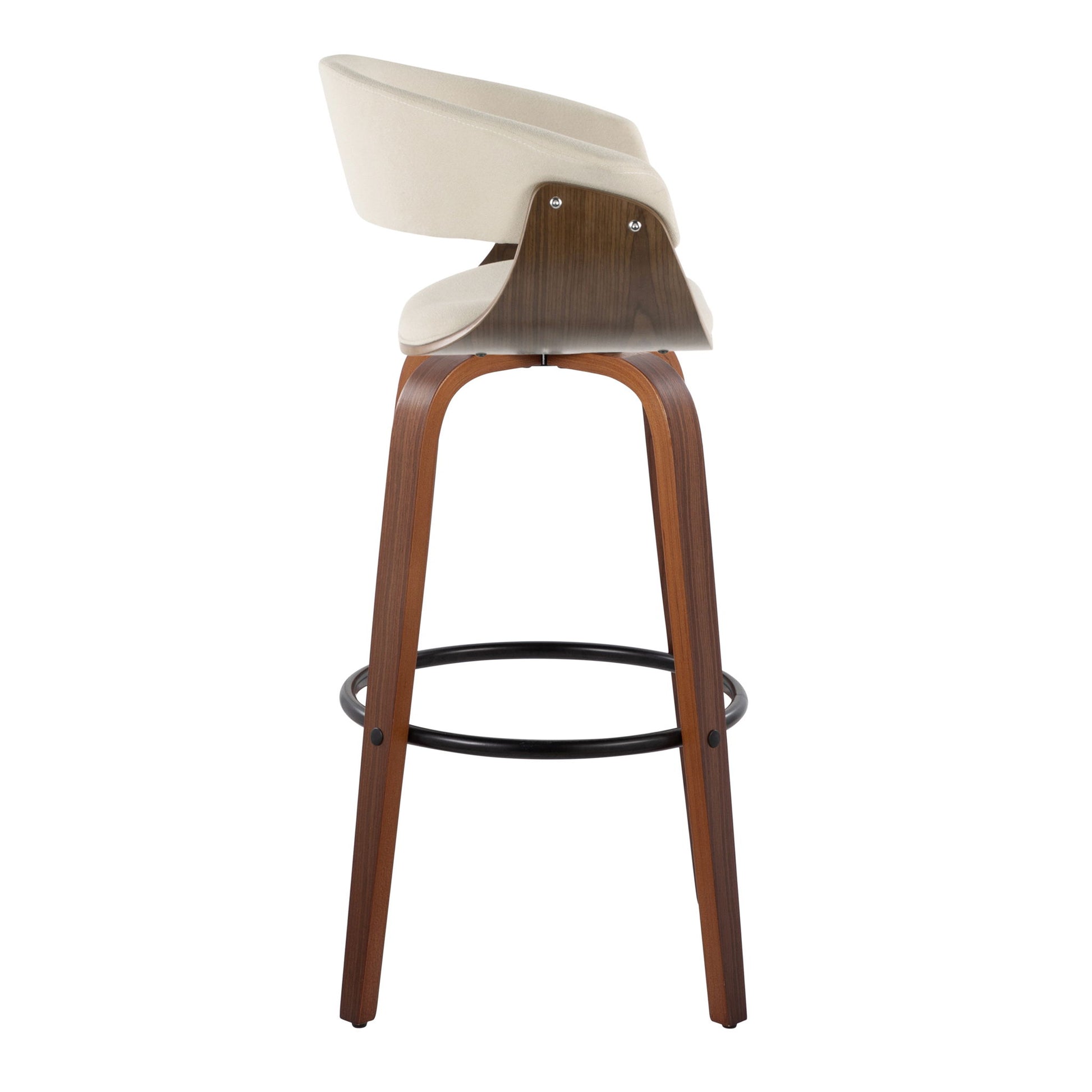 Vintage Mod - Mid Century Modern Fixed Height Barstool With Swivel & Round Footrest (Set of 2) Lumi Source