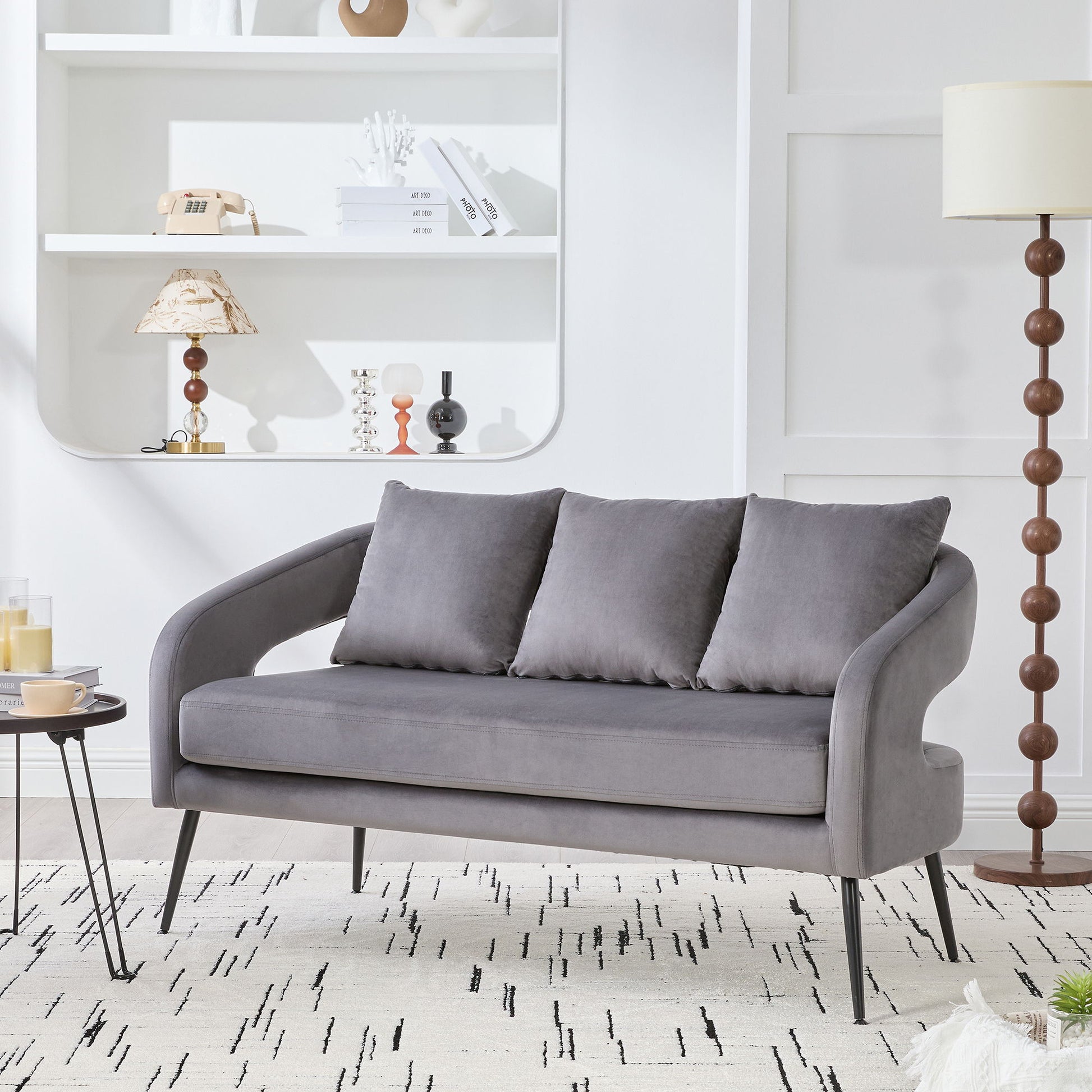 Open Back Loveseat Settee With 3 Pillows Home Essentials