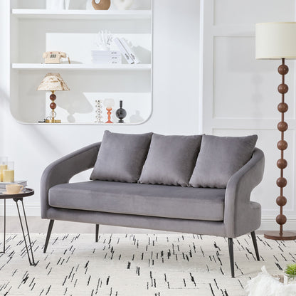 Open Back Loveseat Settee With 3 Pillows Home Essentials