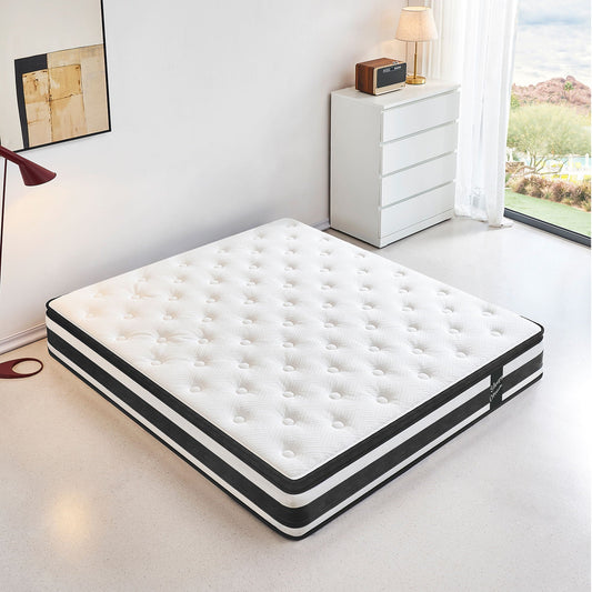 12" Breathable Hybrid Mattress, Memory Foam, Individual Pocket Springs Home Essentials