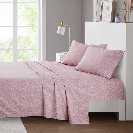 Printed Microfiber - King Sheet Set - Blush Waves