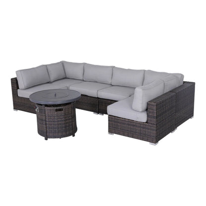 Wicker Outdoor Lounge Set With Cushions And Fire Pit LSI Patio Furniture