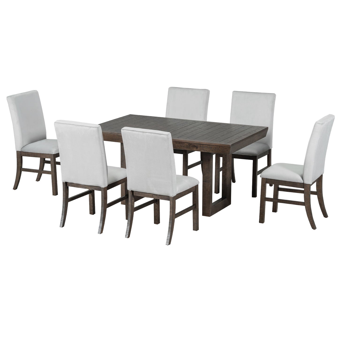 Topmax - 7 Piece Traditional Extendable Dining Table Set With Butterfly Leaf And 6 Upholstered Dining Table Set Hearth and Haven