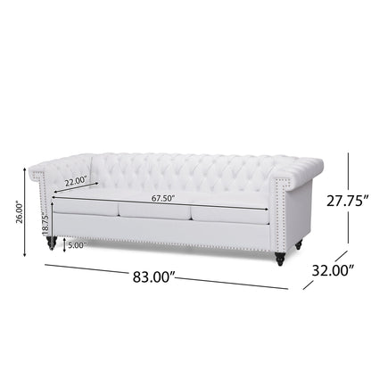 Chesterfield Style 3 Seater Sofa With Deep Button Tufting Noble House