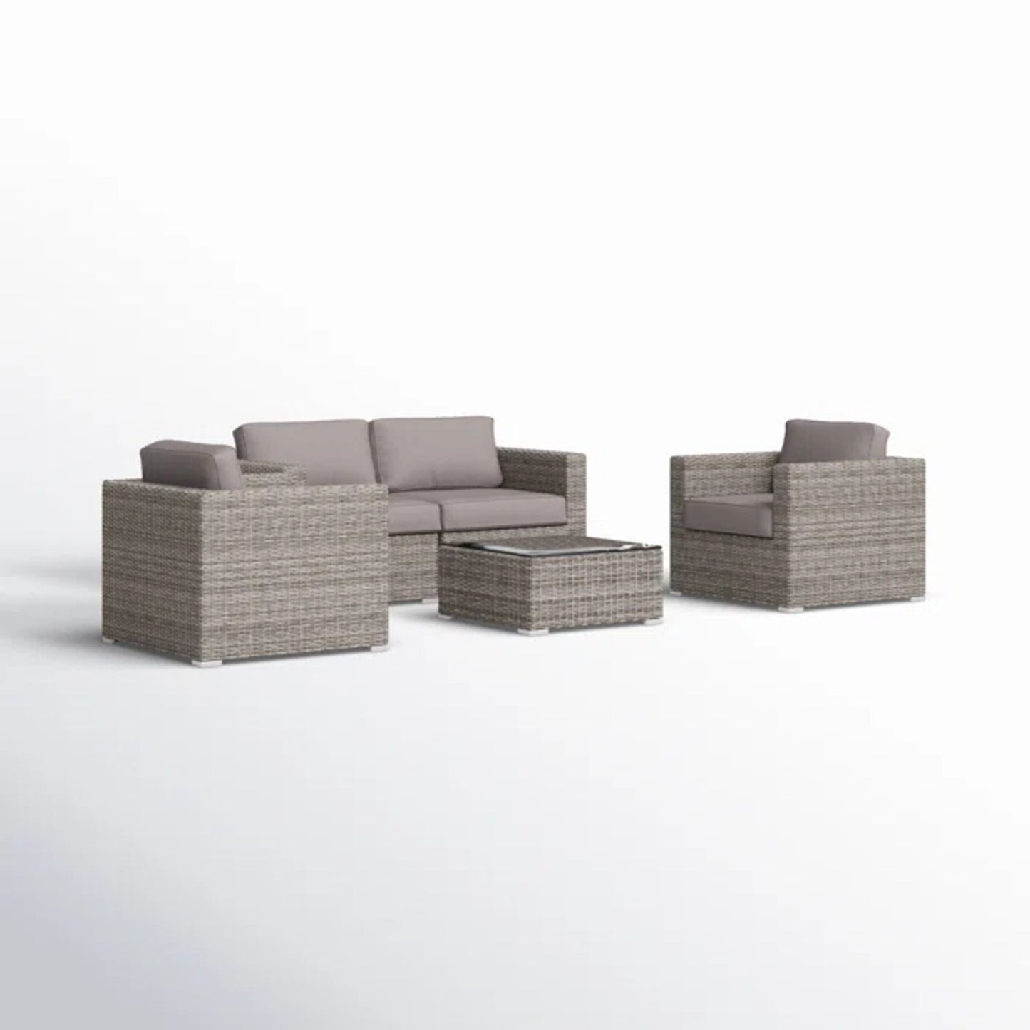 Wicker Seating Group Set With Table And Cushions LSI Patio Furniture