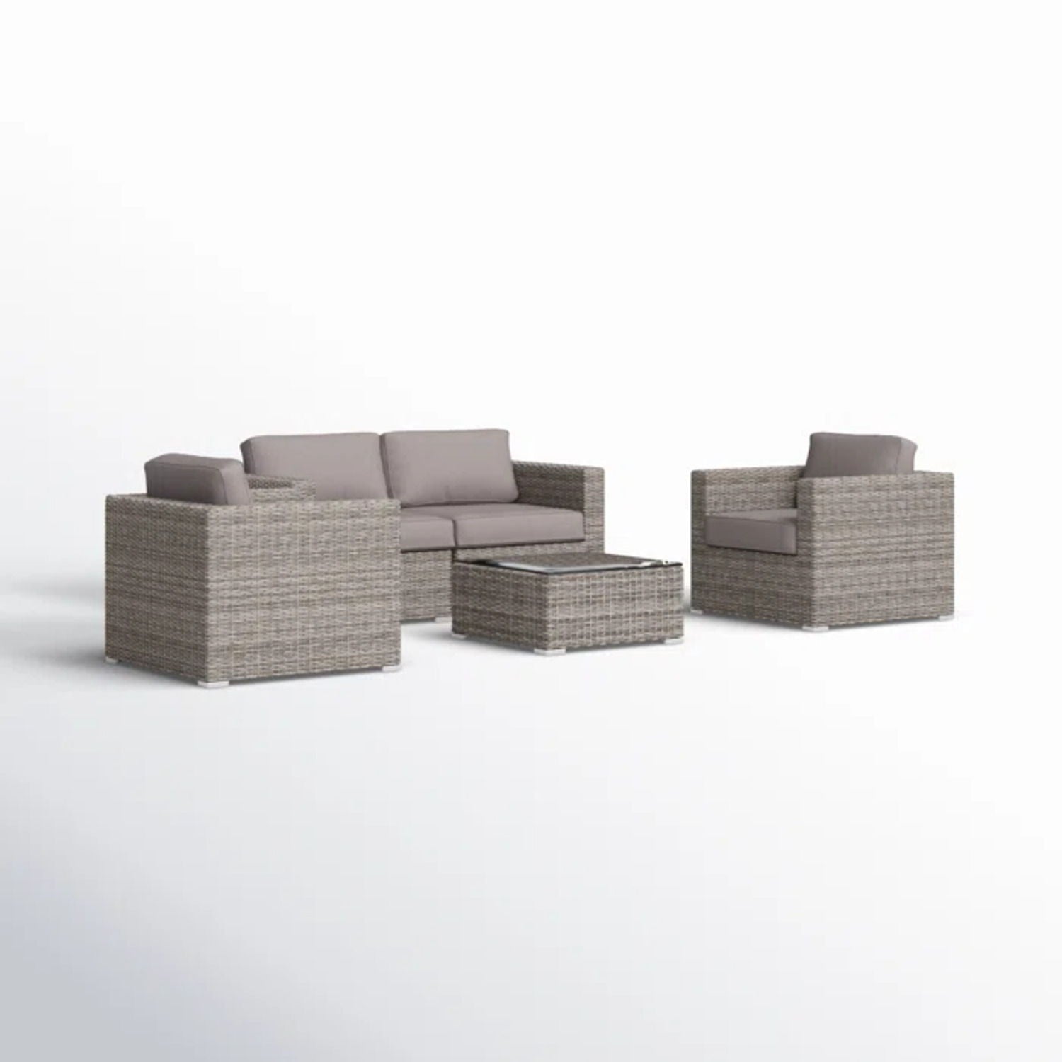 Wicker Seating Group Set With Table And Cushions LSI Patio Furniture