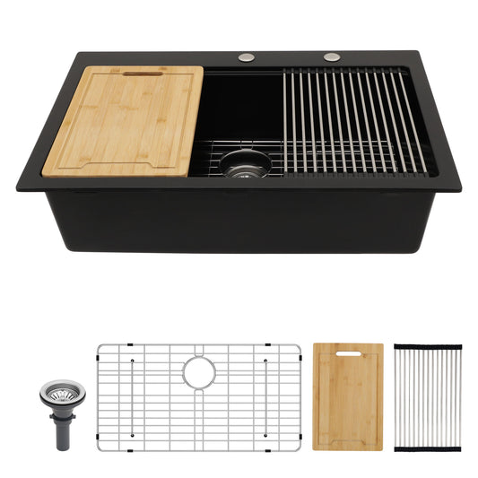 Granite Composite Quartz Kitchen Sink With Workstation Features And Drop In Design Daily Nest
