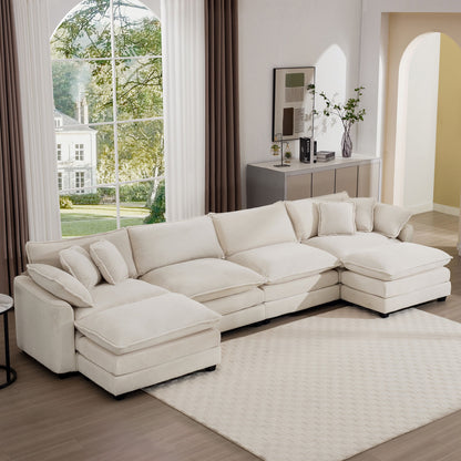 Modern Oversized Modular Cushion Sofa With Ottoman, Low Back, Deep Seating Sofa Set Home Essentials