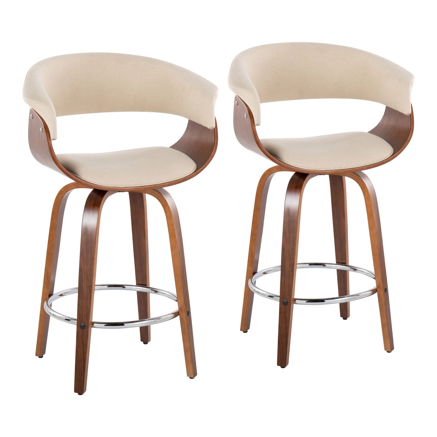 Vintage Mod - Mid Century Modern Fixed Height Counter Stool With Swivel With Round Footrest (Set of 2) Lumi Source