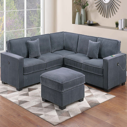 Modern Sectional Set With Cocktail Ottoman Home Essentials