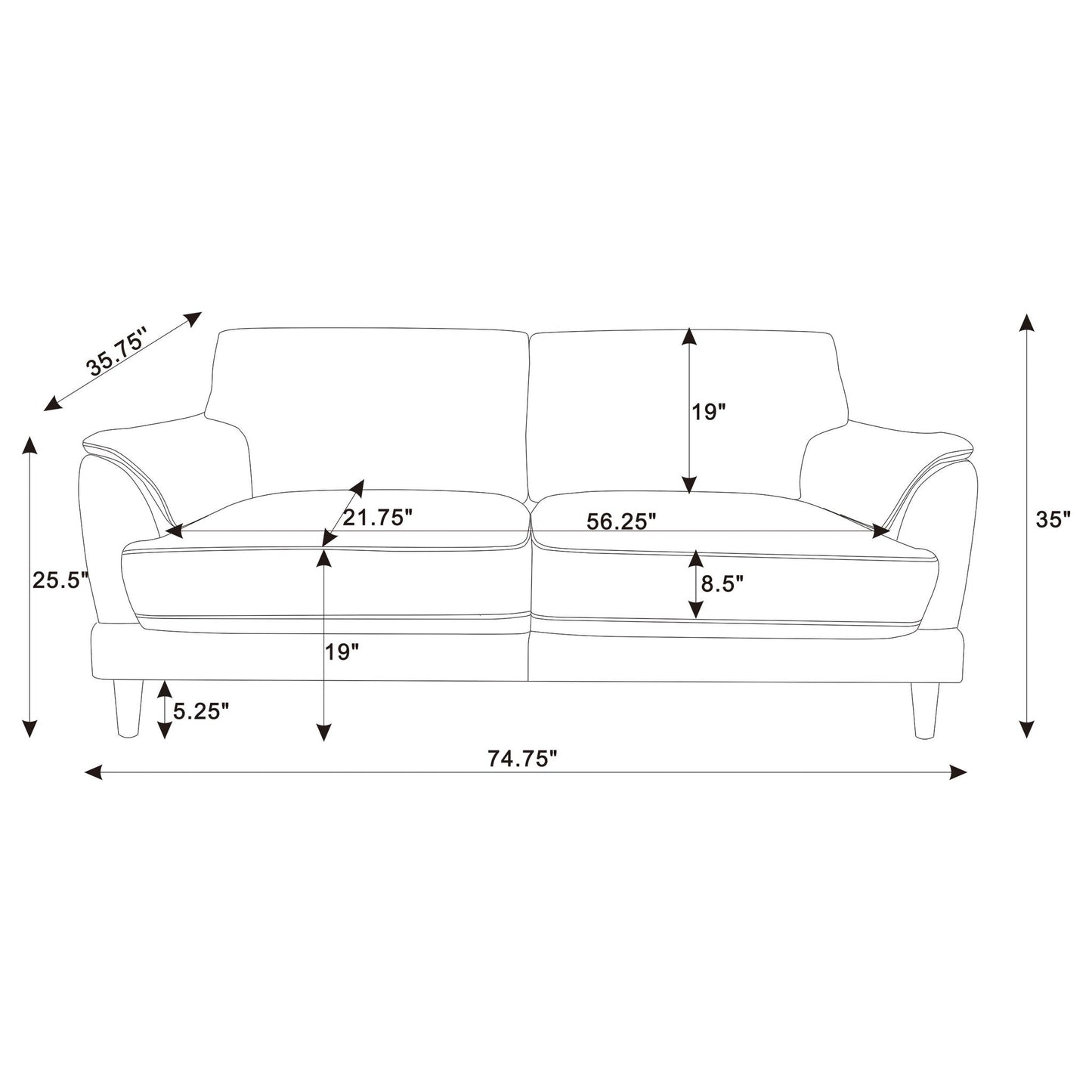 Dania - Sofa With Tufted Arms - Rust Furniture Max
