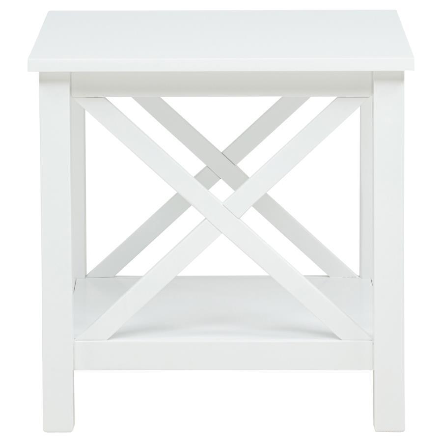 Skyview - Square Pine Wood Side End Table With Shelf - White Coaster Fine Furniture