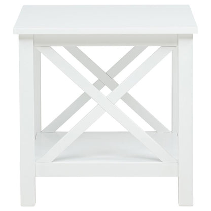 Skyview - Square Pine Wood Side End Table With Shelf - White Coaster Fine Furniture