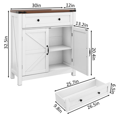 Farmhouse Storage Cabinet With Drawer And Adjustable Shelf Home Essentials