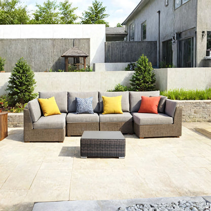Square Coffee Table With Rustproof Frame And Clear Top - Brown Mix LSI Patio Furniture