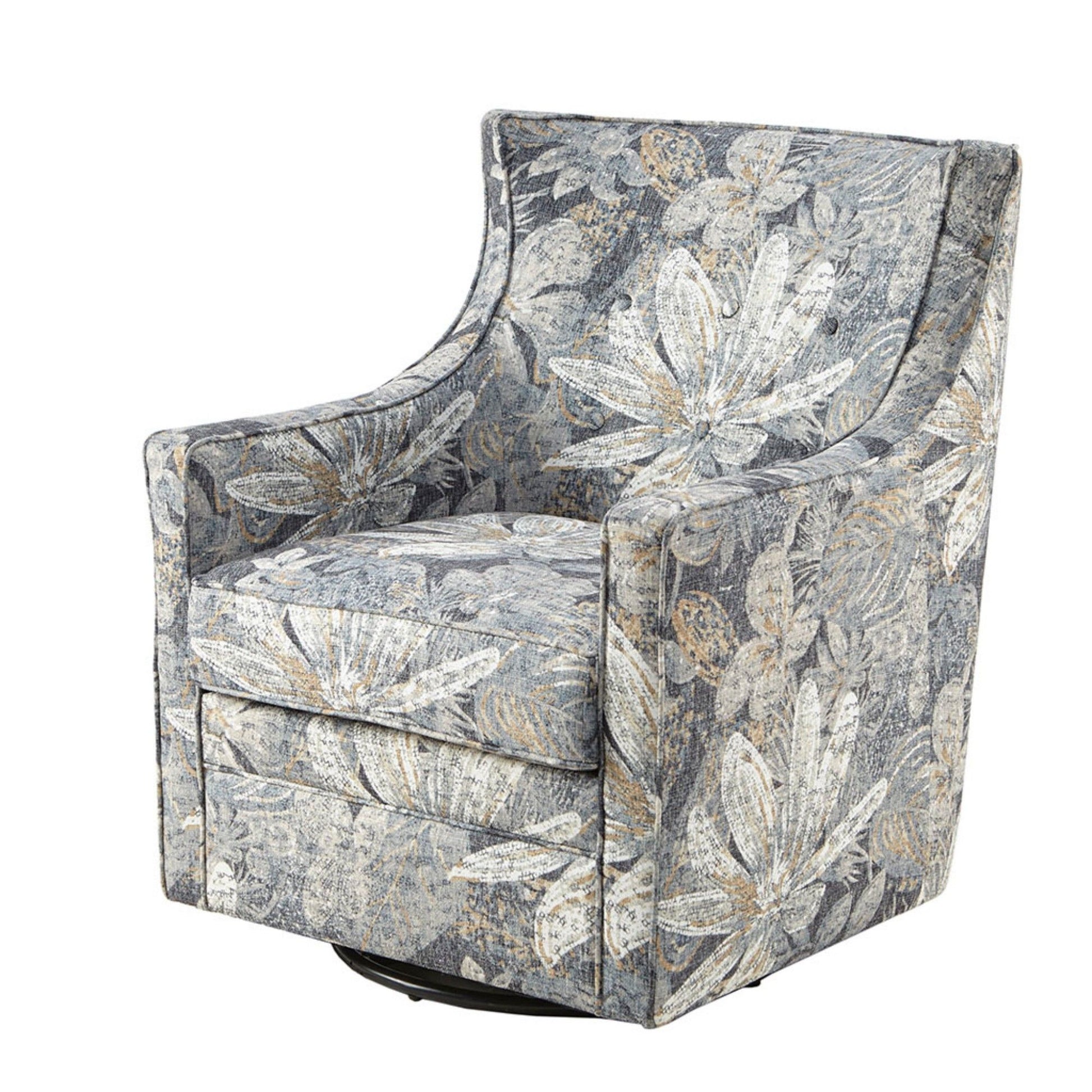 Swivel Glider Chair With Upholstery And Metal Base - Multicolor JLA
