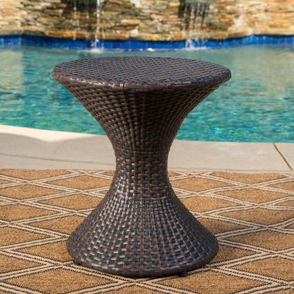 Highest Quality Wicker Hourglass Shaped Side Table - Brown Multi Noble House