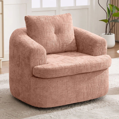 Modern Swivel Barrel Chair With Dual-Layer Cushion Hearth and Haven