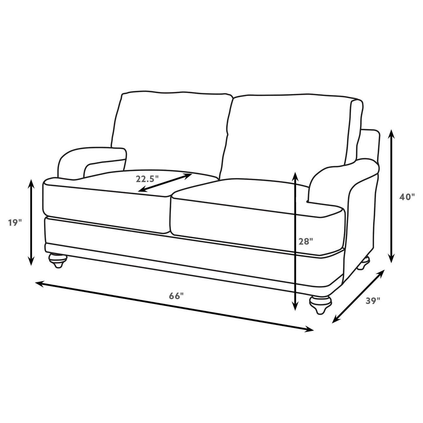 Brewster - Upholstered Loveseat With English Arms - Light Gray Furniture Max