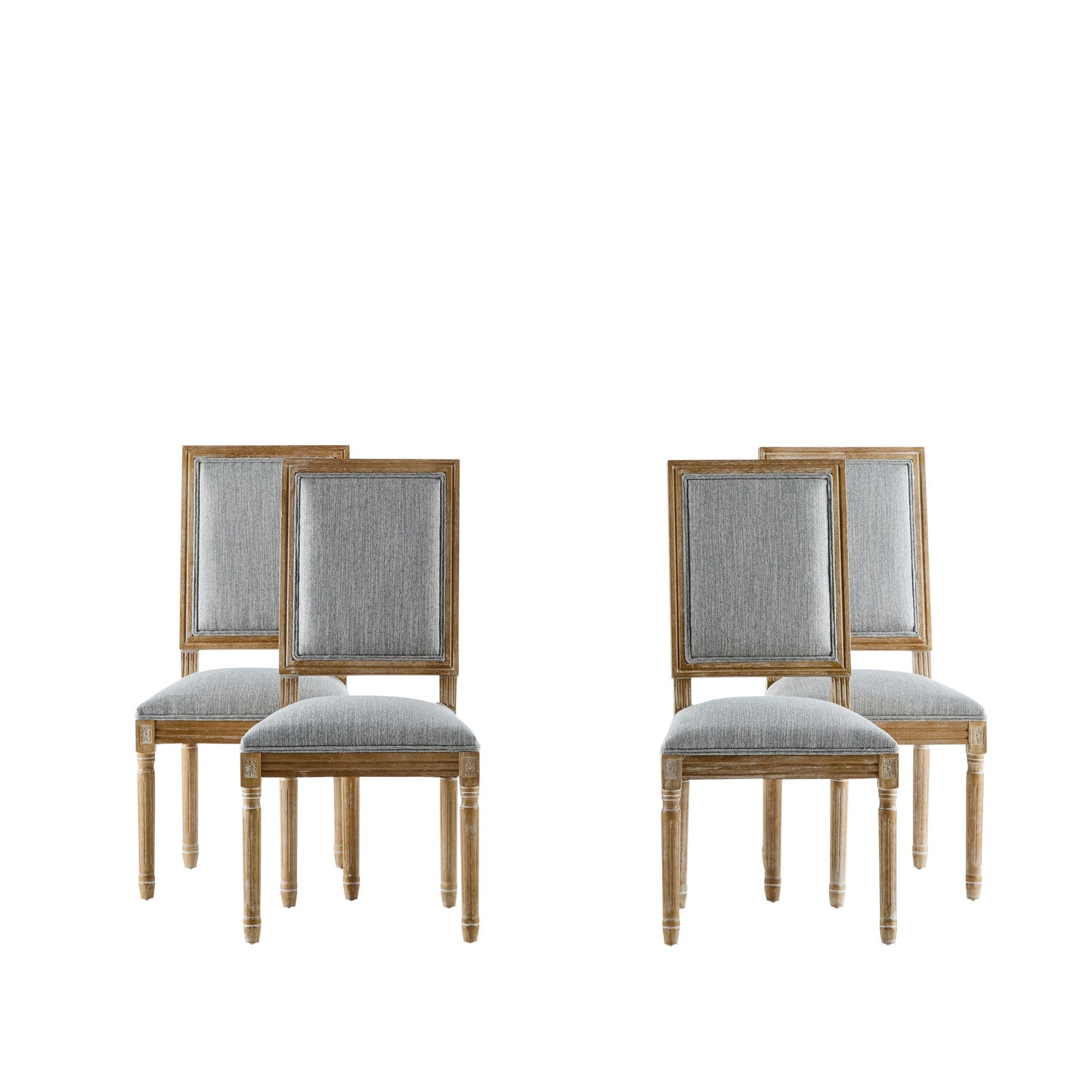 French Country Style Dining Chair With Upholstered Seating And Fluted Legs Noble House