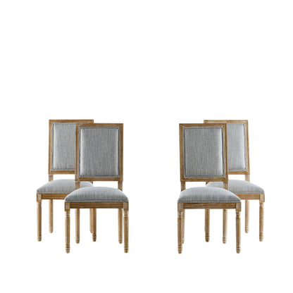 French Country Style Dining Chair With Upholstered Seating And Fluted Legs Noble House