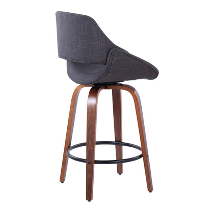 Fabrico - Mid Century Modern Fixed Height Counter Stool & Round Footrest (Set of 2) Lumi Source