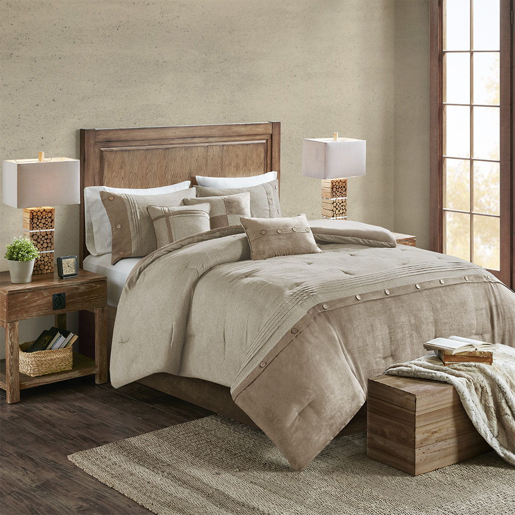 Boone - King 7 Piece Comforter Set - Tan Madison Park