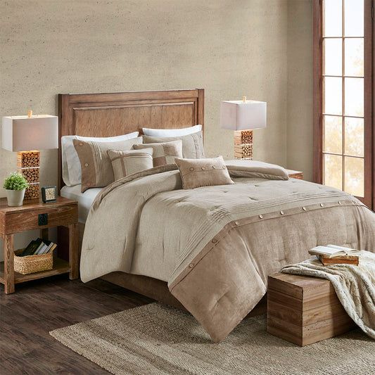 Boone - King 7 Piece Comforter Set - Tan Madison Park