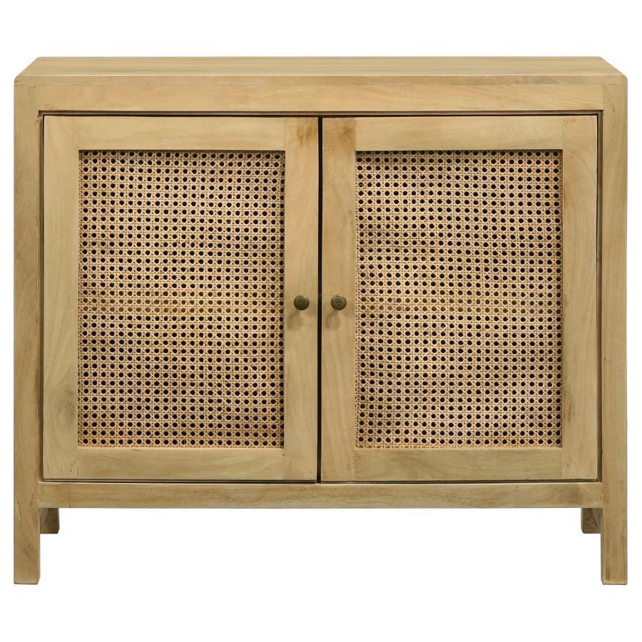 Zamora - Wood Accent Cabinet With Woven Cane CoasterEssence