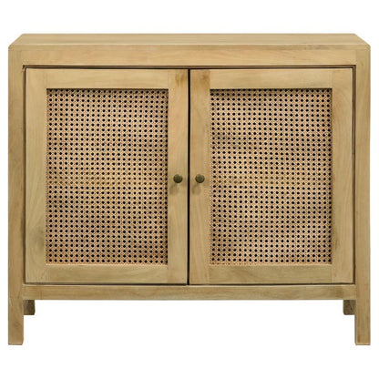 Zamora - Wood Accent Cabinet With Woven Cane CoasterEssence