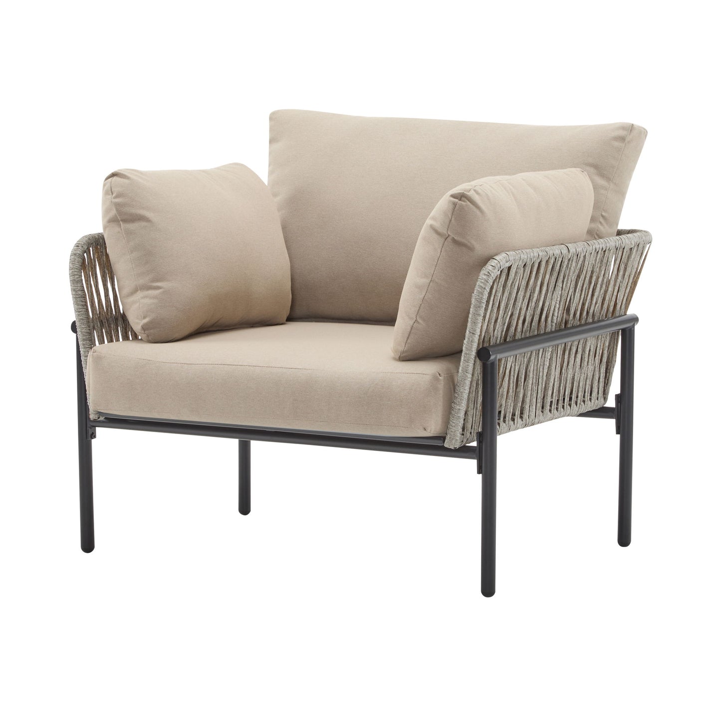 Rope Lounge Chair With Cushions For Modern Spaces Noble House