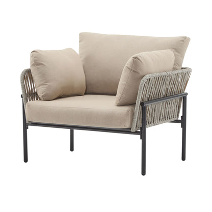 Rope Lounge Chair With Cushions For Modern Spaces Noble House