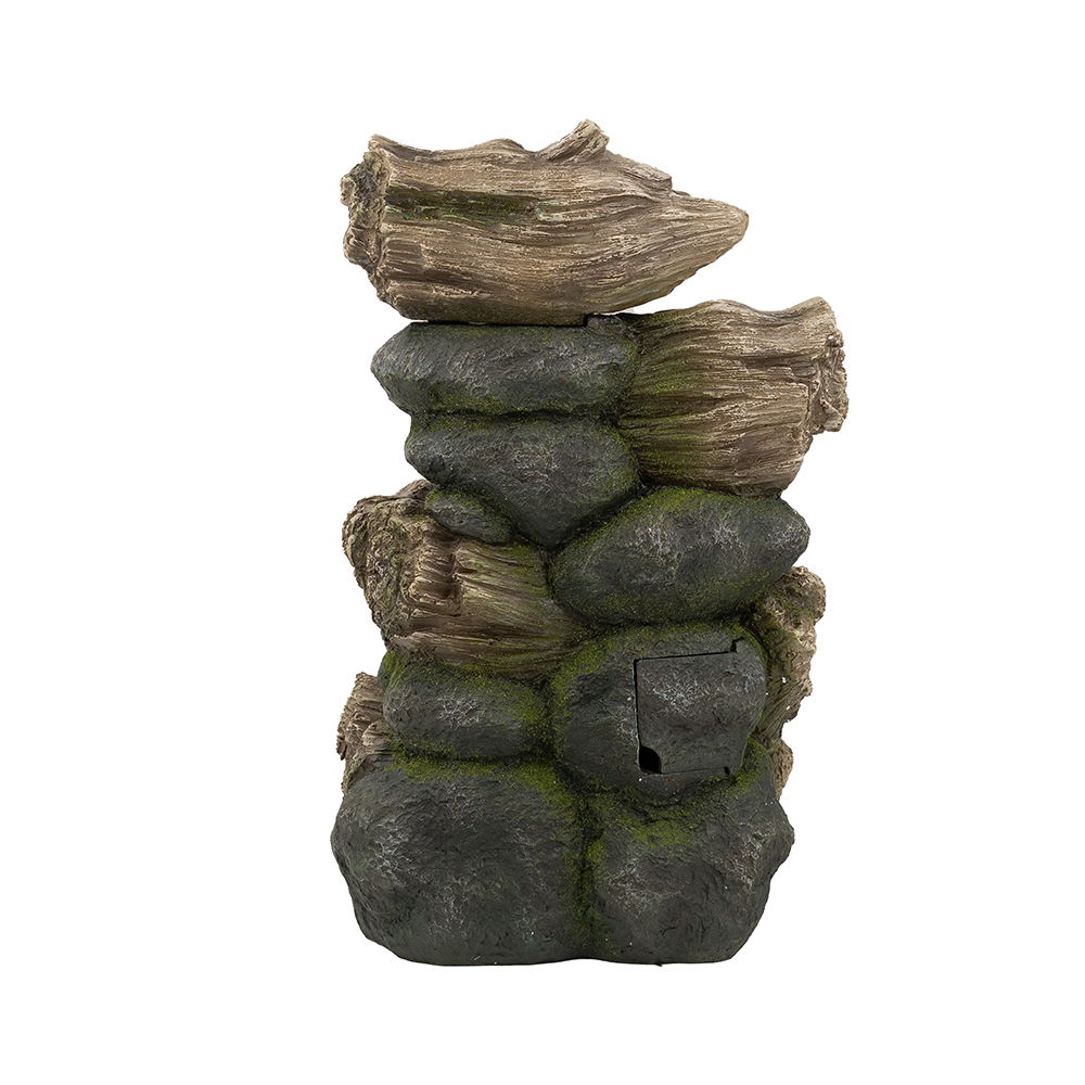 Decorative 5 Tier Wood Rock Inspired Water Fountain With Lights And Pump - Brown Daily Nest