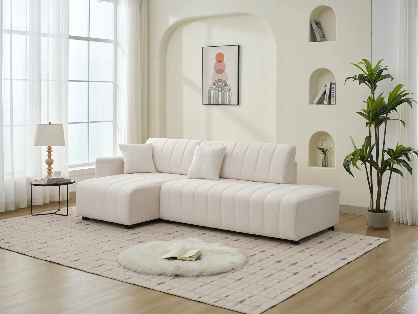 Jessica - Lamb Wool Sectional Sofa With Chaise, Versatile Configuration Urban Retreats