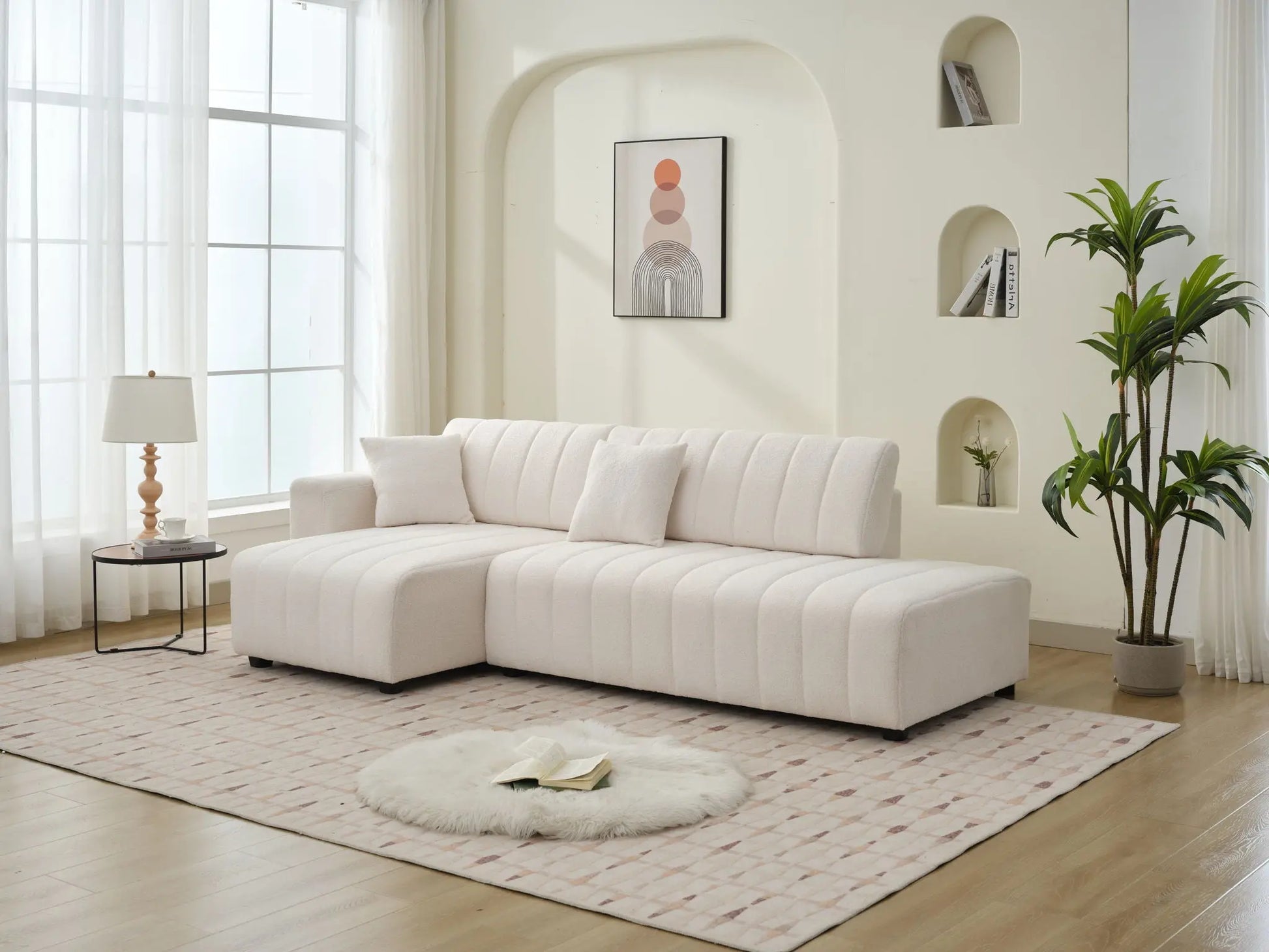 Jessica - Lamb Wool Sectional Sofa With Chaise, Versatile Configuration Urban Retreats