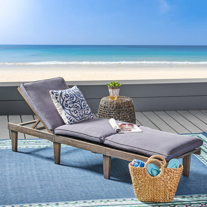 Ariana - Wood Chaise Lounge With Cushion Noble House
