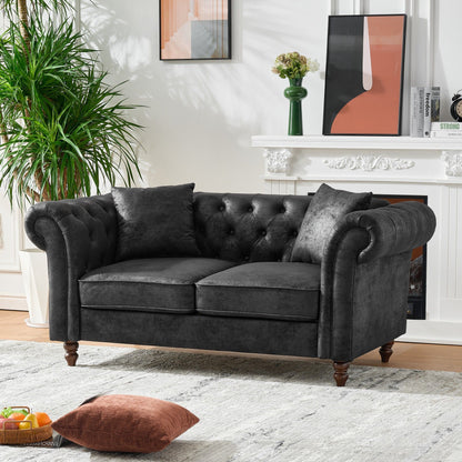 Chesterfield Loveseat, High Tech Fabric Roll Armrest Home Essentials